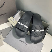BALENCIAGA Black Logo Pool Slides 1 - 3