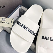 BALENCIAGA Full White Logo Pool Slides - 5