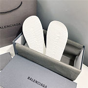 BALENCIAGA Full White Logo Pool Slides - 6