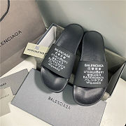 BALENCIAGA Black Word Pool Slides - 1