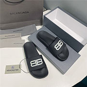BALENCIAGA Black Logo Pool Slides  - 2