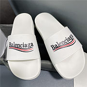 BALENCIAGA White Logo Wavy Pool Slides - 2