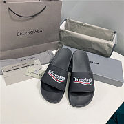 BALENCIAGA Black Logo Wavy Pool Slides - 5