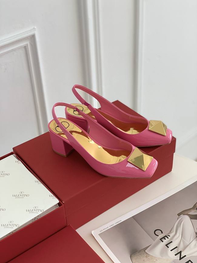 ONE STUD PATENT-LEATHER SLINGBACK PUMP PINK 30 MM - 1