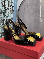 ONE STUD PATENT-LEATHER SLINGBACK PUMP BLACK 90 MM - 1