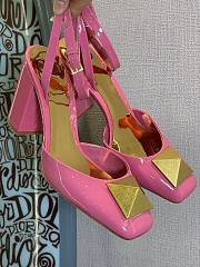 ONE STUD PATENT-LEATHER SLINGBACK PUMP PINK 90 MM - 3