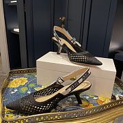 DIOR &MOI SLINGBACK PUMP Black Mesh Cannage Embroidery - 4