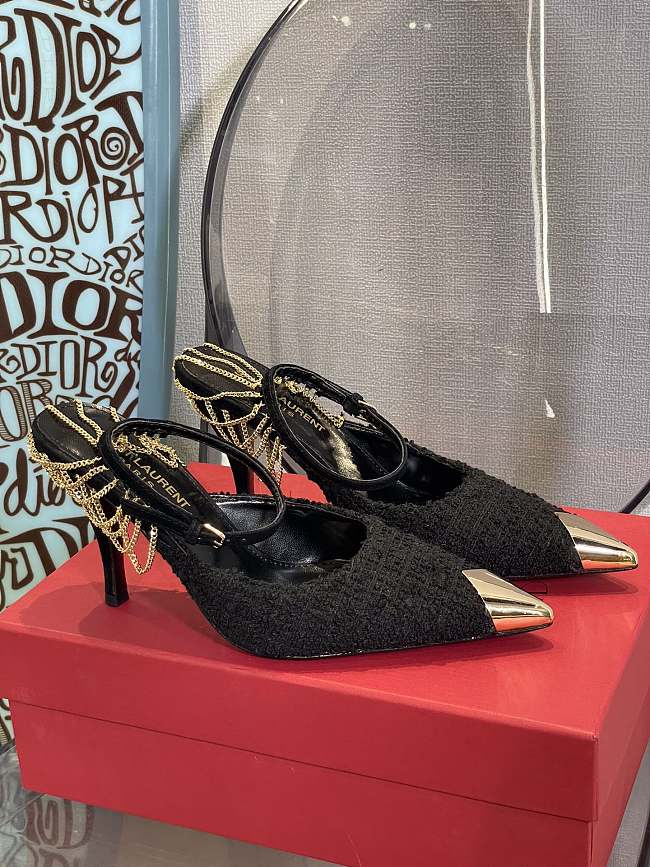 Saint Laurent Gold Laces Heels - 1