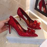 Jimmy Choo Avril Red Crystal Covered Pointy Toe Pumps - 1