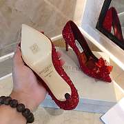 Jimmy Choo Avril Red Crystal Covered Pointy Toe Pumps - 5