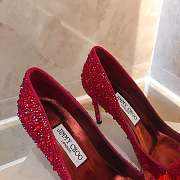 Jimmy Choo Avril Red Crystal Covered Pointy Toe Pumps - 3