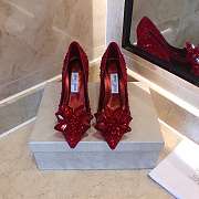 Jimmy Choo Avril Red Crystal Covered Pointy Toe Pumps - 2
