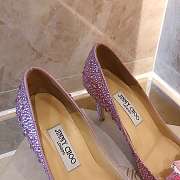 Jimmy Choo Alia Rose Mix Suede and Crystal Covered Pointy Toe Pumps - 4