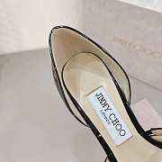 Black Patent Leather Pointed Pumps with Pearl Embellishment - 3