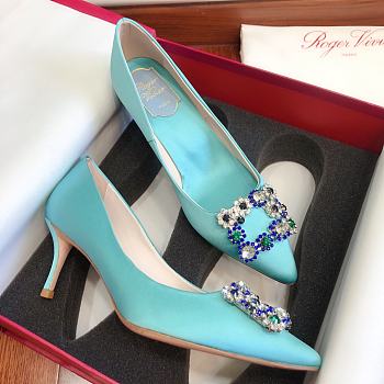 Roger Vivier Trompette Buckle Blue Pearl Pumps