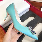Roger Vivier Trompette Buckle Blue Pearl Pumps - 6