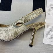 J'Adior Slingback Pump White and Gold-Tone Toile de Jouy  - 6