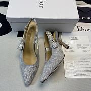 J'Adior Slingback Pump Gray Toile de Jouy Reverse Embroidered - 2