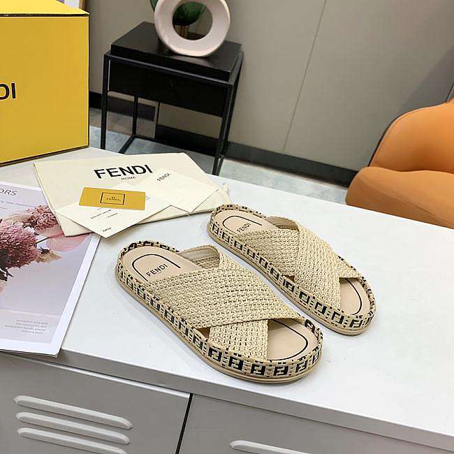 Fendi Beige raffia slides 8X8085AEH0F1D1M - 1