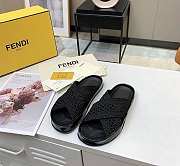 Fendi Black stretch lace slides 8X8088AEH5F0ABB  - 4