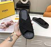 Fendi Black stretch lace slides 8X8088AEH5F0ABB  - 3