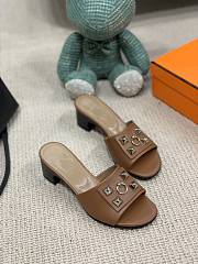 Hermes Oral Sandal Brown Charm Leather 001 - 1