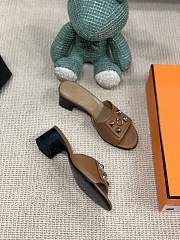 Hermes Oral Sandal Brown Charm Leather 001 - 2