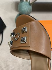 Hermes Oral Sandal Brown Charm Leather 001 - 6