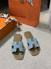 Hermes Oral Sandal Light Blue Leather - 1