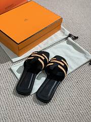 Hermes Oral Sandal Black Orange Leather - 5