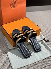 Hermes Oral Sandal Black Orange Leather - 4