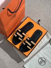Hermes Oral Sandal Black Orange Leather - 3