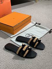 Hermes Oral Sandal Black Orange Leather - 2