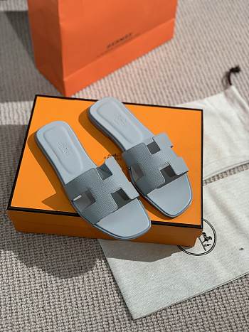 Hermes Oral Sandal Light Grey Leather