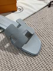 Hermes Oral Sandal Light Grey Leather - 5