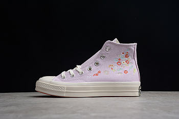 CHUCK TAYLOR 70S HIGH EMBROIDERED FLORAL PRINT PALE AMETHYST