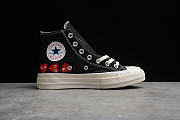 COMME DES GARÇONS PLAY X CHUCK TAYLOR 70S HI TOP MULTI HEART BLACK/RED] - 4