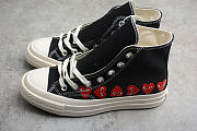 COMME DES GARÇONS PLAY X CHUCK TAYLOR 70S HI TOP MULTI HEART BLACK/RED] - 2