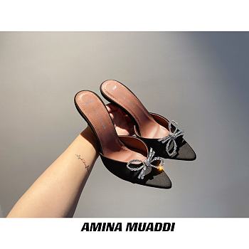 Amina Muaddi Black Begum Sling Heels