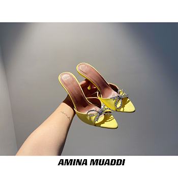 Amina Muaddi Yellow Begum Sling Heels