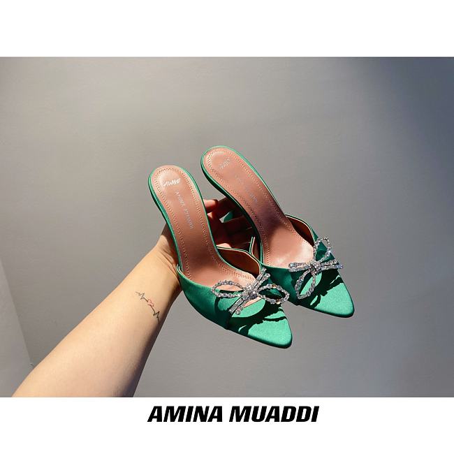 Amina Muaddi Green Begum Sling Heels - 1