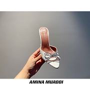 Amina Muaddi White Peplum Sling Heels - 3