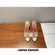 Amina Muaddi White Peplum Sling Heels - 6