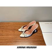 Amina Muaddi White Peplum Sling Heels - 5