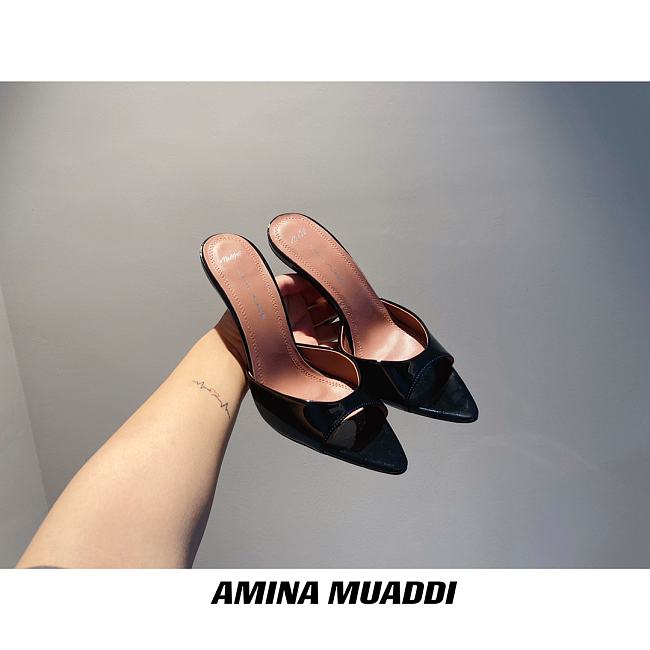 Amina Muaddi Black Sling Heels - 1