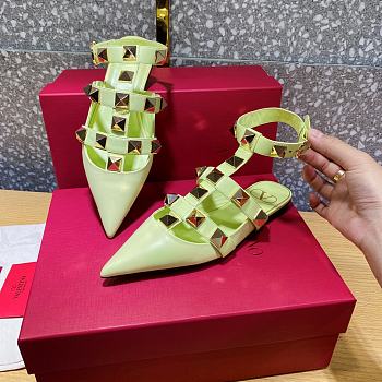 ROMAN STUD CALFSKIN BALLET FLAT LIME SORBET