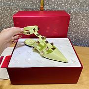 ROMAN STUD CALFSKIN BALLET FLAT LIME SORBET - 5