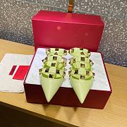 ROMAN STUD CALFSKIN BALLET FLAT LIME SORBET - 4