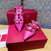 ROMAN STUD CALFSKIN BALLET FLAT PINK - 1