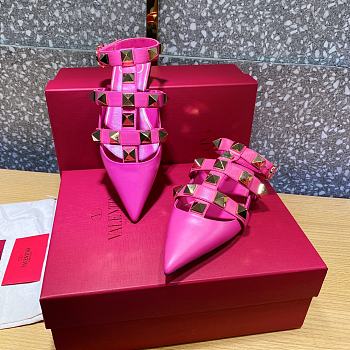 ROMAN STUD CALFSKIN BALLET FLAT PINK